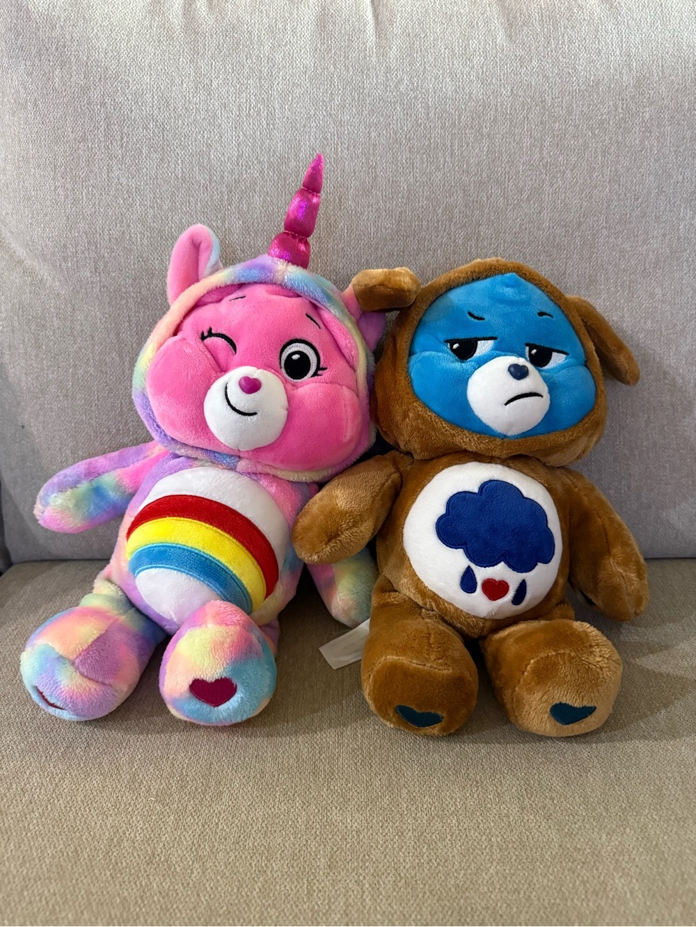Care Bears 9" Costume Plush Set - Cheer Bear Unicorn & Grumpy Bear Dog